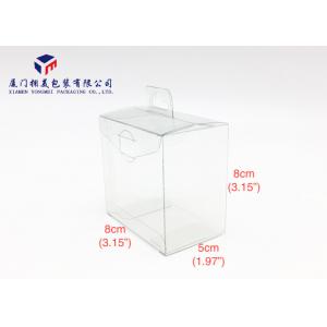 8*8*5cm Clear Plastic Box Packaging , Clear PET Box With Hang Strip On Top