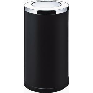 China Black Coated Round Swing Top Removable Lid Metal Waste Bin supplier
