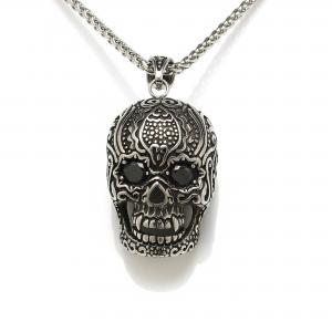 Wholesale Men Fashion Jewelry Cool Hip Hop Vintage Skull Head Pendant Necklace