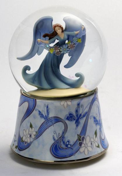 Belles boîtes à musique en céramique de globes de l'eau/neige avec l'ange dans