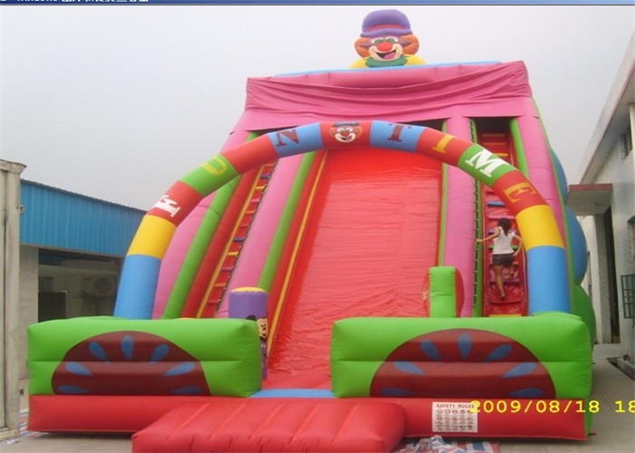 China Two Climbing Ladders Commercial Inflatable Slide , 7M Height Inflatable Clown Slide For Players on sale