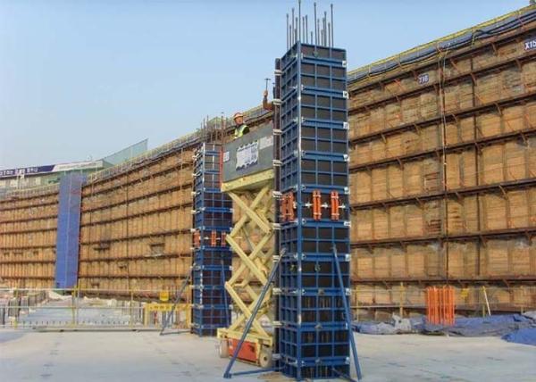 Steel Frame Concrete Column Forms , Rectangular Column Formwork With Plywood