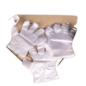 China Disposable HDPE PE Gloves Polythene Gloves with Embossed Smooth Surface High Tensile Resistance Disposable Plastic HDPE Glove Cooking Gloves supplier