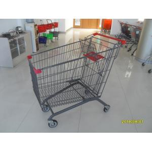 China European Style Metal Grocery Cart 5 Inch Flat Caster With Safety Baby Seat supplier