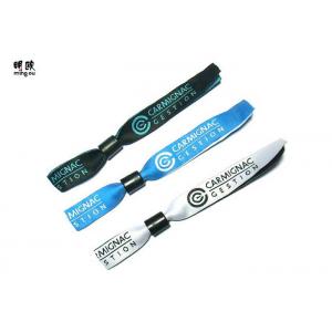 China Silver Woven Custom Fabric Wristbands With Embroidery Design Logo supplier