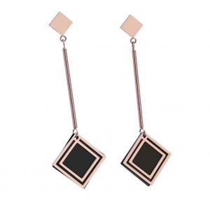 China Square Drop Earrings Fashion Jewelry for Women, Black Pendant Stainless Steel Earring Jewelry supplier