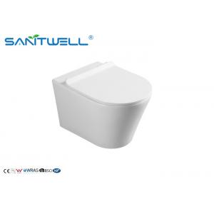 China Sanitary Ware Wall Hung Wc / White Color Round Ceramic Wall Outlet Toilet supplier