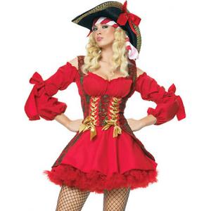 Halloween Christmas Sexy Costumes Wholesale Sexy Buccaneer costume in red color XS-XXXXL