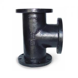 China Black Painting Cast Iron Pipe Fittings Ductile Iron Flanged Tee For Pump Part supplier