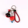 Custom Soft PVC Rubber Figure Miniature Key Ring  Soft PVC Pendant Attached To Metal Key Chain And Braided Leather Strap