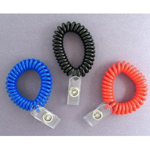 Wrist lanyard coil chain with clear PVC badge strap combo as lanyard attachment accessory