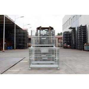 China Black Lockable Folding 50*100mm 1500KG Folding Wire Mesh Container wholesale