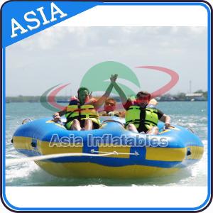 China Sealed Towable 4 Person Inflatable Boats Yellow / Blue Rolling Donut Boat supplier