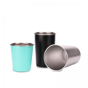China Unbreakable Powder Coated Single Wall Stainless Steel Water Bottle Metal Pint Mug supplier