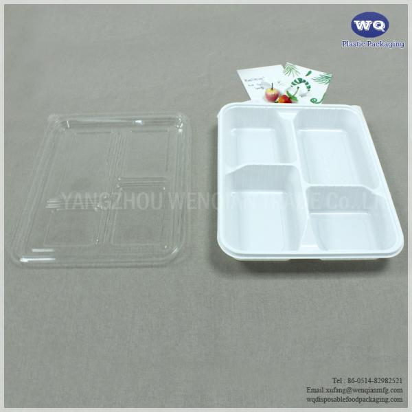 Disposable 4-Compartments Plastic Food Container With Lid Healthy Food Storage