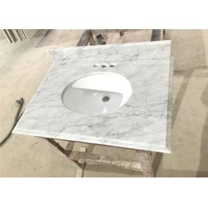 Big Vein White Carrera Marble Countertops Eased Edges With Double Sinks