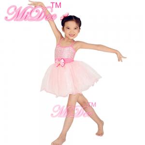 Pinky Tutu Dance Dress Leotard Under Mesh Spandex Polyester Material For Solo Dance Performance