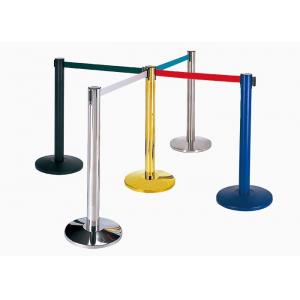 Retractable Belt Type Railing Stand Stainless Steel Crowd Control / Guidance Stanchion with Dia.32CM Wide Weighted Base