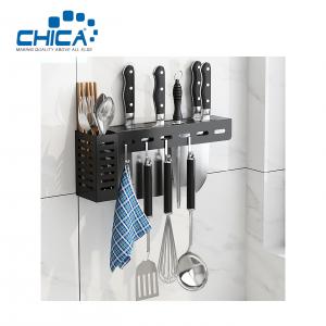 Wholesale Black Kitchen Knife Rack with Hooks for Kitchen Storage