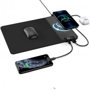 China ABS PU 9V 2A Mouse Pad Wireless Charger 7.5W With Fast USB Ports supplier