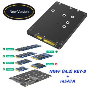 China NGFF de tamaño completo M.2 B Key/mSATA SSD a 2.5 SATA3 Adaptador 2 en 1 con carcasa de plástico supplier