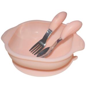 Baby Soft Silicone Suction Bowl Plate Small Baby Divided Plate Spoon With Lid Set