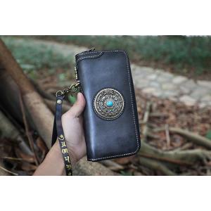 New Handmade Wallet Men And Women Long Zipper Bag Ethnic Style Vertical Genuine Leather Rotating Nine-Square Wallet Men And Women
