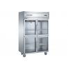 China Imported Aspera Compressor Six Glass Door Commercial Kitchen Refrigerator with Four Mobile Castors wholesale