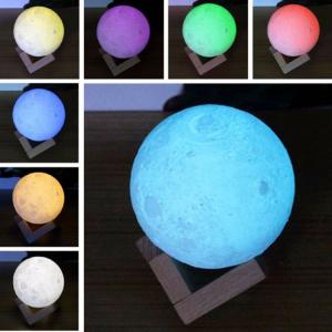 China Tap Control Multicolor LED Flashing Snowman Rechargeable Moon Lamp 3D Printing supplier