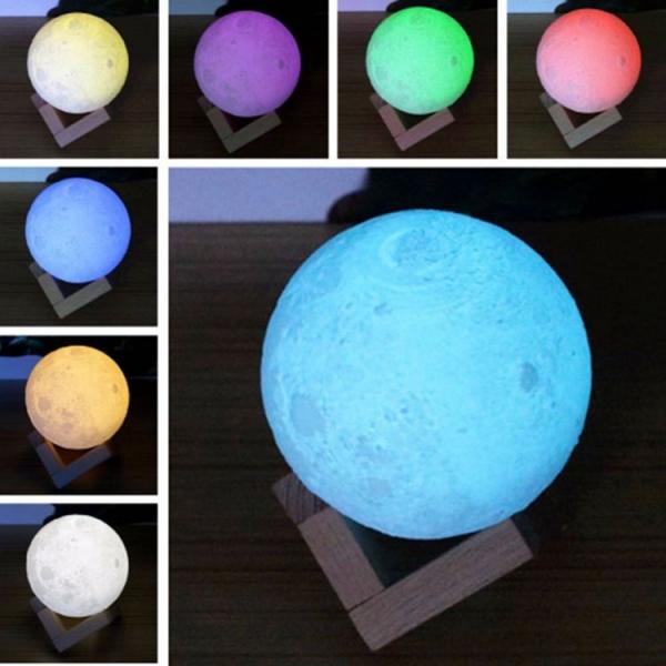 Tap Control Multicolor LED Flashing Snowman Rechargeable Moon Lamp 3D Printing