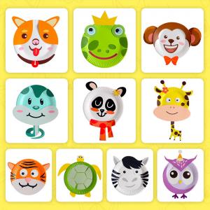 China Handmade Giftbox STEM Toy Foam Paper Plate Craft Kits 10 Animals for Toddlers supplier