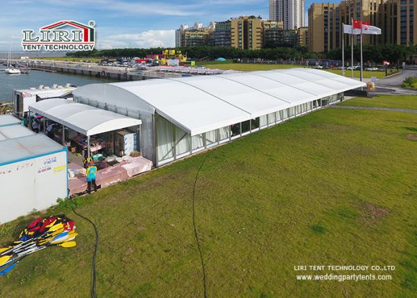 20 Width Arcum Tent With Eave Extension And Glass Walls For Wedding Parties