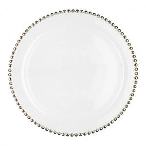Pearl Round Gold Decoration Glass Charger Plate for Wedding Dinnerware Glass Plate