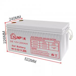 Sunpok 12V Deep Cycle Gel Battery Durability Solar Deep Cycle Gel Lead Acid Batteries 12v 200ah 250ah