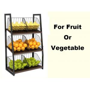 Eyes Catching Supermarket Vegetable And Fruit Display Shelf With Metal Basket