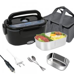 Customize Electric Lunch Boxes All Black Portable Heating Lunch Box