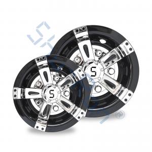 China Golf Cart Universal 8/10 Inches ABS Plastic Wheel Covers - Black&Chrome with S Logo(Set of 4) supplier