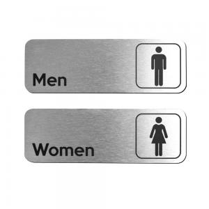 Brushed Aluminum Custom Reflective Sign Unisex Restroom Symbol