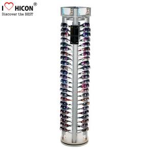 China Rotating Eyewear Store Sunglasses Display Racks With Wood Base Metal Rod supplier