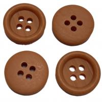 China Faux Wood Polyester Buttons Four Hole 26L Apricot Color Round Shape With Rim on sale