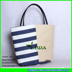 LUDA women summer plain-stripe straw design beach bag swim tote shoping bag
