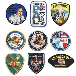 China Military Navy Iron On Patches , Embroidered Merrowed Sew On Badges For Clothes supplier