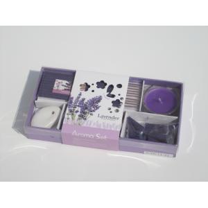 Purple lavender fragrance scented tealight candle SPA gift package,incense  with printed label packed into gift box