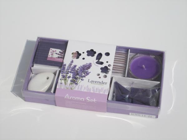 Purple lavender fragrance scented tealight candle SPA gift package,incense with