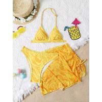 China Slim Bikini Three Piece Swimwear Tether Pleated Skirt Three Piece Bathing Suit on sale