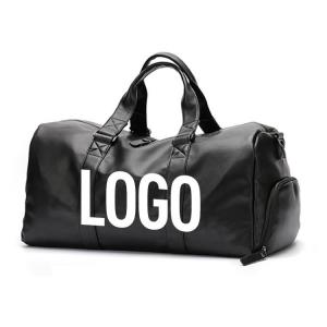 China Custom Logo Luxury Designer PU Leather Gym Sport Duffle Bag with Shoe Compartment Weekender Travel Bags for Men supplier