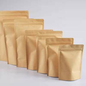 China Paper Bag 100g Coffee Waterproof Bags Zipper White Tea Kraft Stand Up Pouch supplier