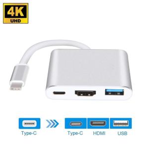 China 3-in-1 Thunderbolt 3 USB Type C Hub to  Adapter 4K Aluminum USB-C Hub Dock with Type-C Power Delivery for MacBook supplier