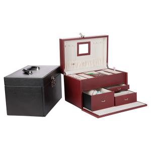 Dust Proof Three Layer Ring Display Case , Fashion Luxury Leather Jewellery Box