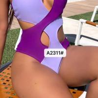China Purple Ladies 1 Piece Swimsuits Sexy One Piece Swimsuit High Waist on sale